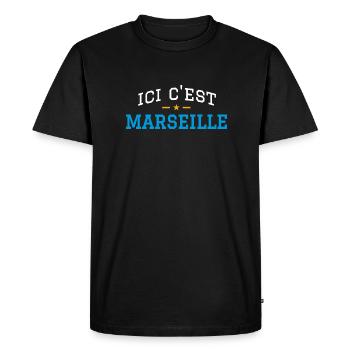 Ici c'est Marseille - T-shirt Premium bio Homme - noir - Devant - Nico (187cm)