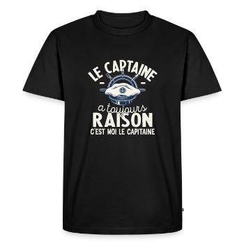 Le Capitaine A Toujours Raison C'est Moi Captain - T-shirt Premium bio Homme - noir - Devant - Nico (187cm)