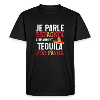 Je parle espagnol tequila cadeau apéro humour - T-shirt Premium bio Homme - noir - Devant - Nico (187cm)