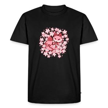 Cherry Blossom Fox - Men's Premium Organic T-Shirt - black - Front - Nico (187cm)