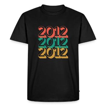 Anniversaire année 2012 / Vintage 2012 - T-shirt Premium bio Homme - noir - Devant - Nico (187cm)
