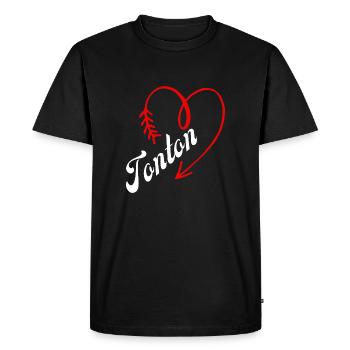 tonton cœur - T-shirt Premium bio Homme - noir - Devant - Nico (187cm)