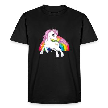 Baby Unicorn Rainbow Cute Cute GLITTER - Men's Premium Organic T-Shirt - black - Front - Nico (187cm)