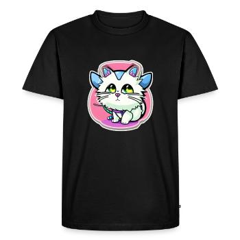 chat kawaii - mignon - manga - japon - T-shirt Premium bio Homme - noir - Devant - Nico (187cm)