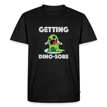 Entraînement des dinosaures | Haltères, images amusantes - T-shirt Premium bio Homme - noir - Devant - Nico (187cm)