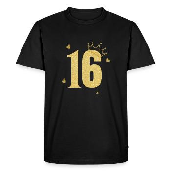 16e anniversaire couronne doré - T-shirt Premium bio Homme - noir - Devant - Nico (187cm)