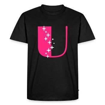 Letter U Glitter - Men's Premium Organic T-Shirt - black - Front - Nico (187cm)