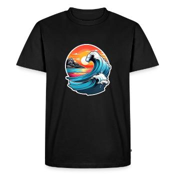 vague - été - vacances - T-shirt Premium bio Homme - noir - Devant - Nico (187cm)
