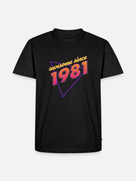 Retro - Genial seit 1981 - Männer Premium Bio T-Shirt - Schwarz