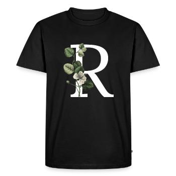 lettre r botanique vert - T-shirt Premium bio Homme - noir - Devant - Nico (187cm)