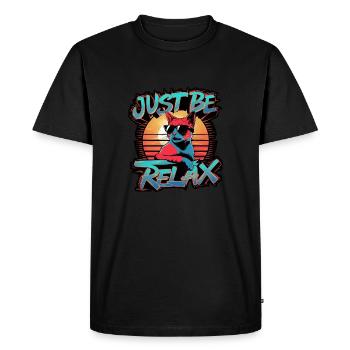 Just Relax Cat - Cute Kitten - Men's Premium Organic T-Shirt - black - Front - Nico (187cm)