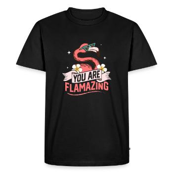 You Are Flamazing Flamingo Pink Bird - Men's Premium Organic T-Shirt - black - Front - Nico (187cm)