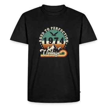Aged to perfection 1975 Retro -Edition 2025. - Men's Premium Organic T-Shirt - black - Front - Nico (187cm)