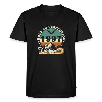 Aged to perfection 1998 Retro -Edition 2025. - Men's Premium Organic T-Shirt - black - Front - Nico (187cm)