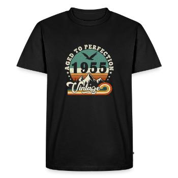 Aged to perfection 1955 Retro -Edition 2025. - Men's Premium Organic T-Shirt - black - Front - Nico (187cm)