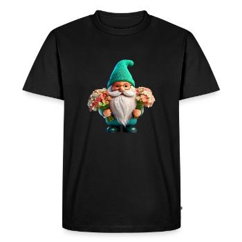 Nain de jardin avec bouquet x2 - T-shirt Premium bio Homme - noir - Devant - Nico (187cm)