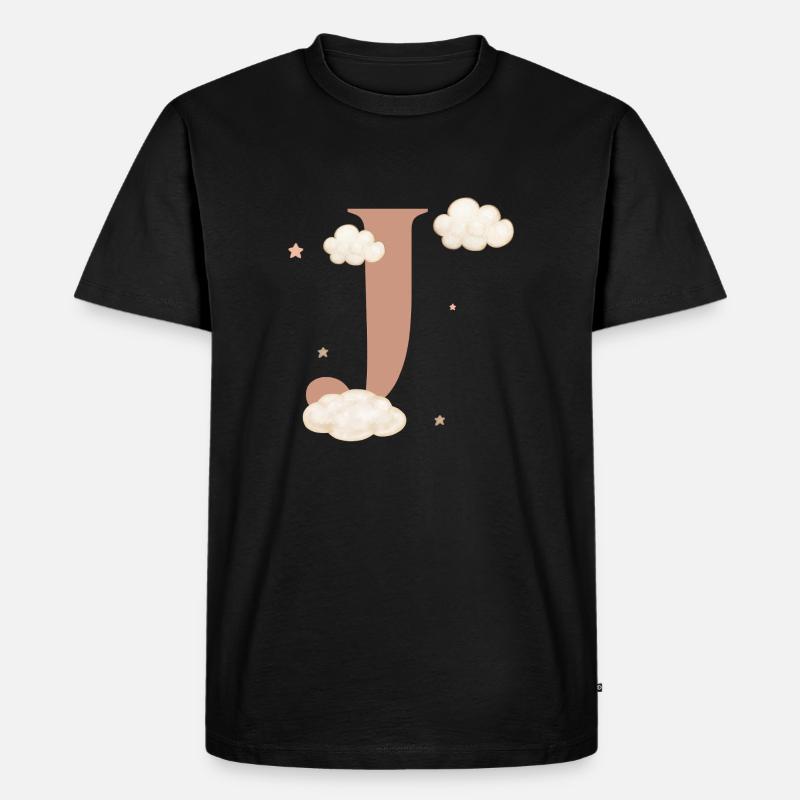 Buchstabe j bewölkt Sterne - Männer Premium Bio T-Shirt - Schwarz