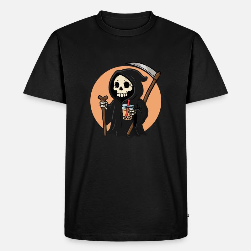 Sensenmann mit Boba - Männer Premium Bio T-Shirt - Schwarz