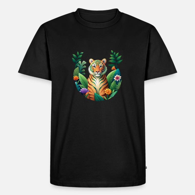 Tiger-Print mit Grain-Effekt - Männer Premium Bio T-Shirt - Schwarz