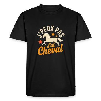 J’Peux Pas J’Ai Cheval – Humour Équitation Cavalie - T-shirt Premium bio Homme - noir - Devant - Nico (187cm)