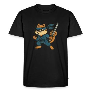 Ninja Chipmunk Guerrier furtif des bois - T-shirt Premium bio Homme - noir - Devant - Nico (187cm)