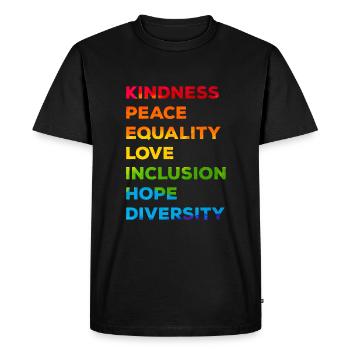 Gentillesse Égalité Amour LGBTQ Arc-en-ciel Fl - T-shirt Premium bio Homme - noir - Devant - Nico (187cm)
