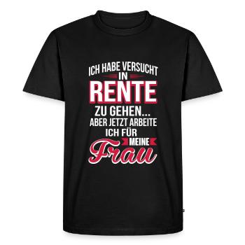 rente ich arbeite fuer meine frau - Männer Premium Bio T-Shirt - Schwarz - Vorne - Nico (187cm)