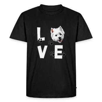 J'aime le chien Westie West Highland White Terrier - T-shirt Premium bio Homme - noir - Devant - Nico (187cm)