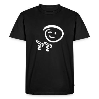Face winks, shows pistol finger. Emoticon. - Men's Premium Organic T-Shirt - black - Front - Nico (187cm)