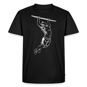 Pull-up bodyweight workout Fitness pull up - Men's Premium Organic T-Shirt - black - Front - Nico (187cm)