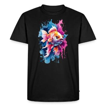 Poisson cool coloré à l’aquarelle. Illustration - T-shirt Premium bio Homme - noir - Devant - Nico (187cm)