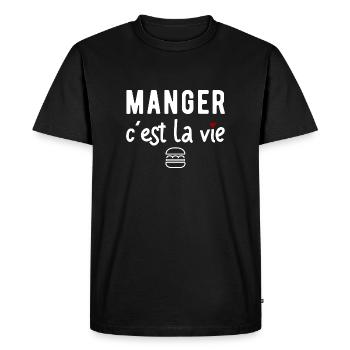 Manger cadeau humour - T-shirt Premium bio Homme - noir - Devant - Nico (187cm)