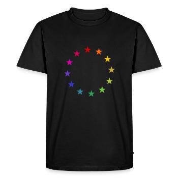 Europa Sterne bunt - Männer Premium Bio T-Shirt - Schwarz - Vorne - Nico (187cm)