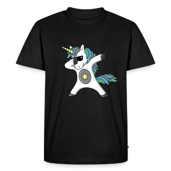 Tamponner licorne licorne tamponner arc en ciel cheval étoile - T-shirt Premium bio Homme - noir - Devant - Nico (187cm)