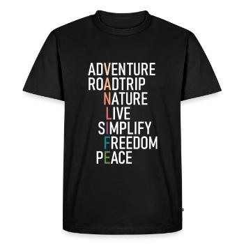 Van Life Adventure Camper - Men's Premium Organic T-Shirt - black - Front - Nico (187cm)