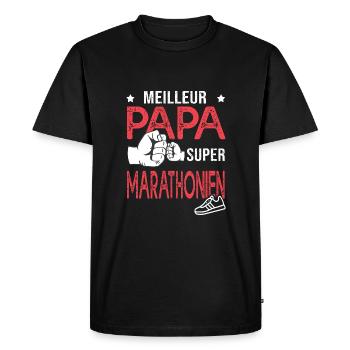 marathon Super papa meilleur marathonien running - T-shirt Premium bio Homme - noir - Devant - Nico (187cm)