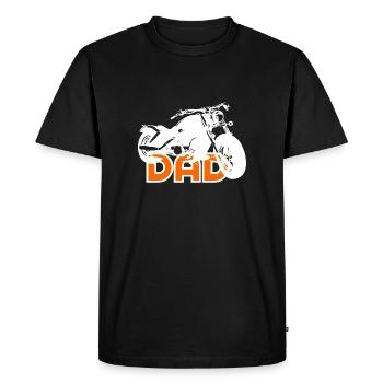 Biker DAD Blanc / Orange moto - T-shirt Premium bio Homme - noir - Devant - Nico (187cm)