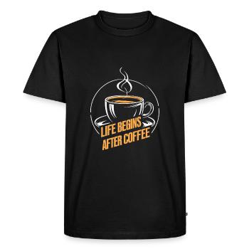 Life Begins After Coffee - Coffee Saying - Men's Premium Organic T-Shirt - black - Front - Nico (187cm)