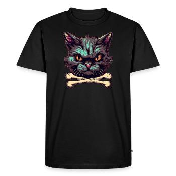 Devils Cat - Böse Katze - Männer Premium Bio T-Shirt - Schwarz - Vorne - Nico (187cm)