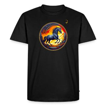 LE CHEVAL LIBRE - T-shirt Premium bio Homme - noir - Devant - Nico (187cm)