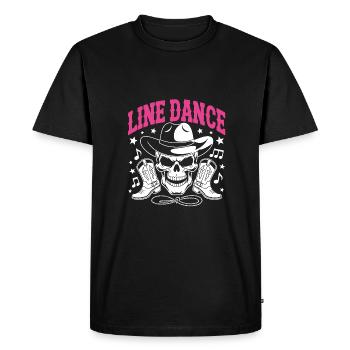 Crâne de danse en ligne avec stetson et bottes et lasso - T-shirt Premium bio Homme - noir - Devant - Nico (187cm)