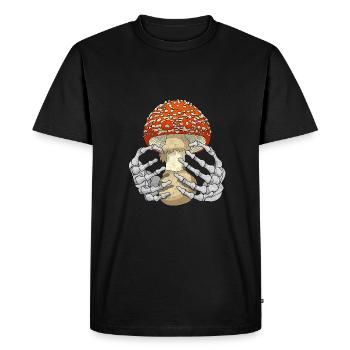 Mushroom - Men's Premium Organic T-Shirt - black - Front - Nico (187cm)