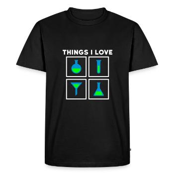 Things I love (flask, test tube, funnel) - Men's Premium Organic T-Shirt - black - Front - Nico (187cm)