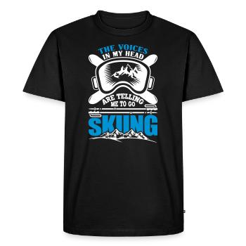 Funny skier snowboarding winter sport ski ar - Men's Premium Organic T-Shirt - black - Front - Nico (187cm)
