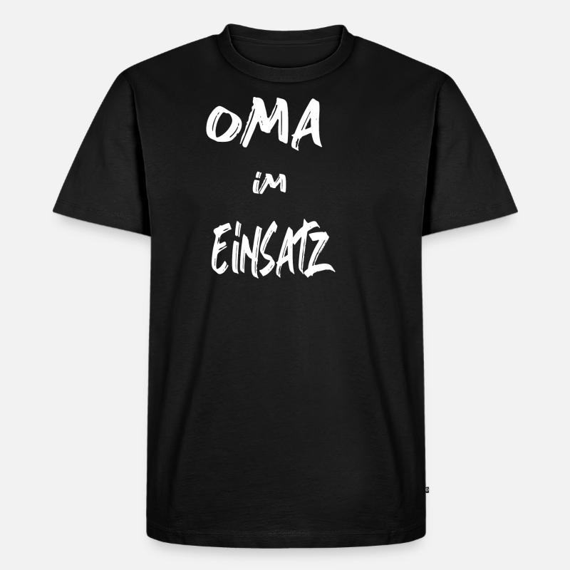 Oma im Einsatz - Männer Premium Bio T-Shirt - Schwarz