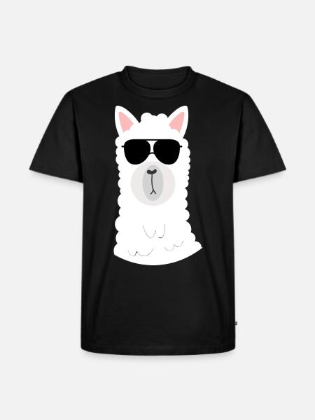 cool llama with sunglasses - llama - Men's Premium Organic T-Shirt - black