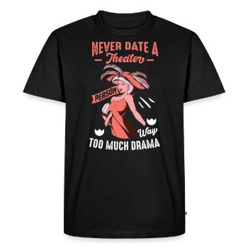 DATE UNE PERSONNE DE THÉÂTRE TROP DE DRAME Cadeaux - T-shirt Premium bio Homme - noir - Devant - Nico (187cm)