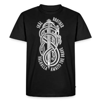 "Valhalla's Call: Skål Brother" - Men's Premium Organic T-Shirt - black - Front - Nico (187cm)