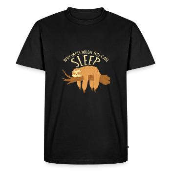 Pourquoi faire la fête quand on peut dormir Paresseux - T-shirt Premium bio Homme - noir - Devant - Nico (187cm)