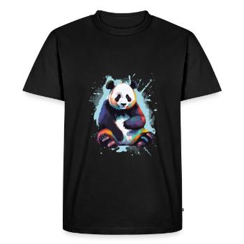 Panda - Men's Premium Organic T-Shirt - black - Front - Nico (187cm)